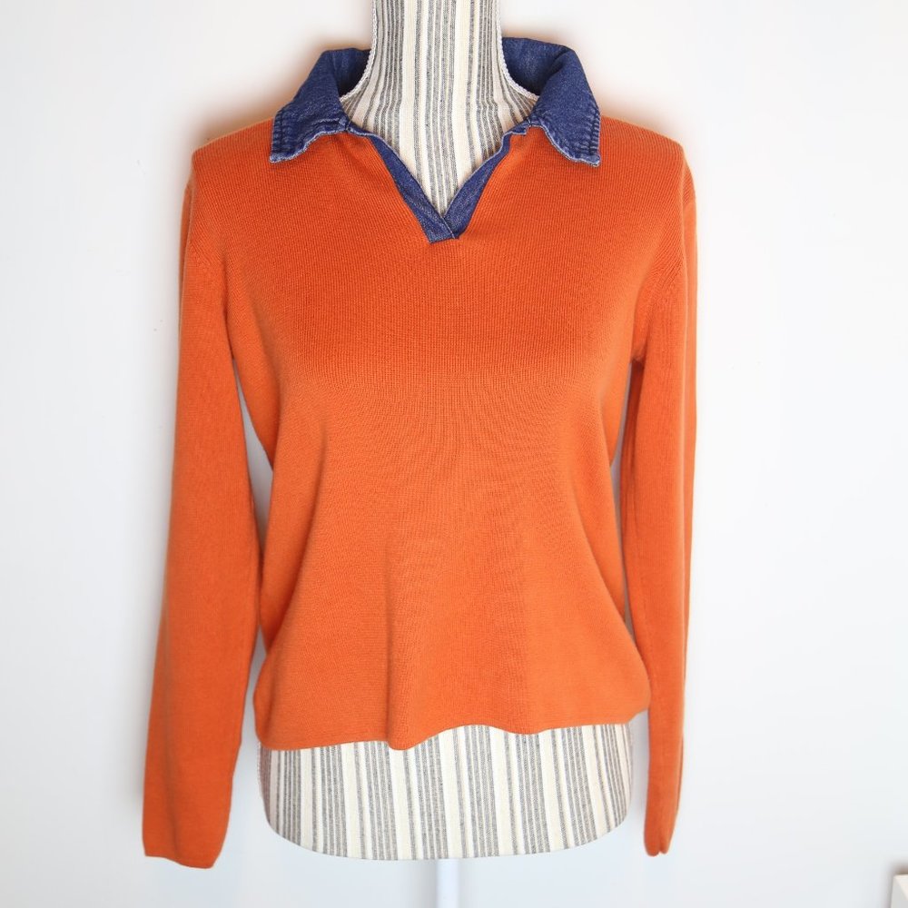 Academia Denim Collared Light Sweater